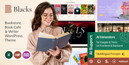 Blacks (v1.0.0) Bookstore, Book Cafe & Writer WordPress Theme