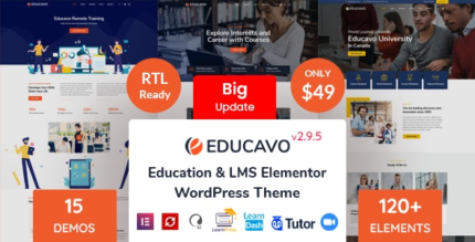 Educavo (v3.3.6) Online Courses & Education WordPress Theme [Activated]