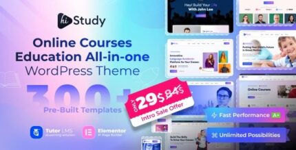 Activated* HiStudy (v3.2.0) Online Courses & Education WordPress Theme