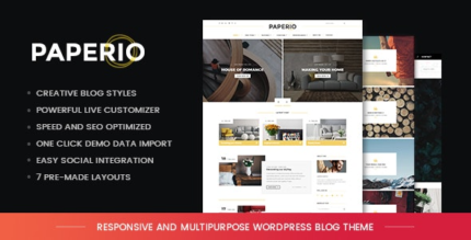 Paperio (v2.9) Responsive And Multipurpose WordPress Blog Theme