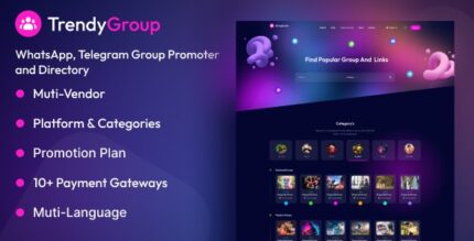 TrendyGroup v1.0.1 – Whatsapp, Telegram Group Promoter and Directory