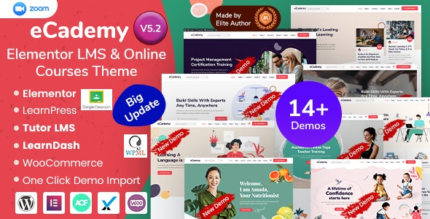 eCademy (v7.4) Elementor LMS & Online Courses Theme [Activated]